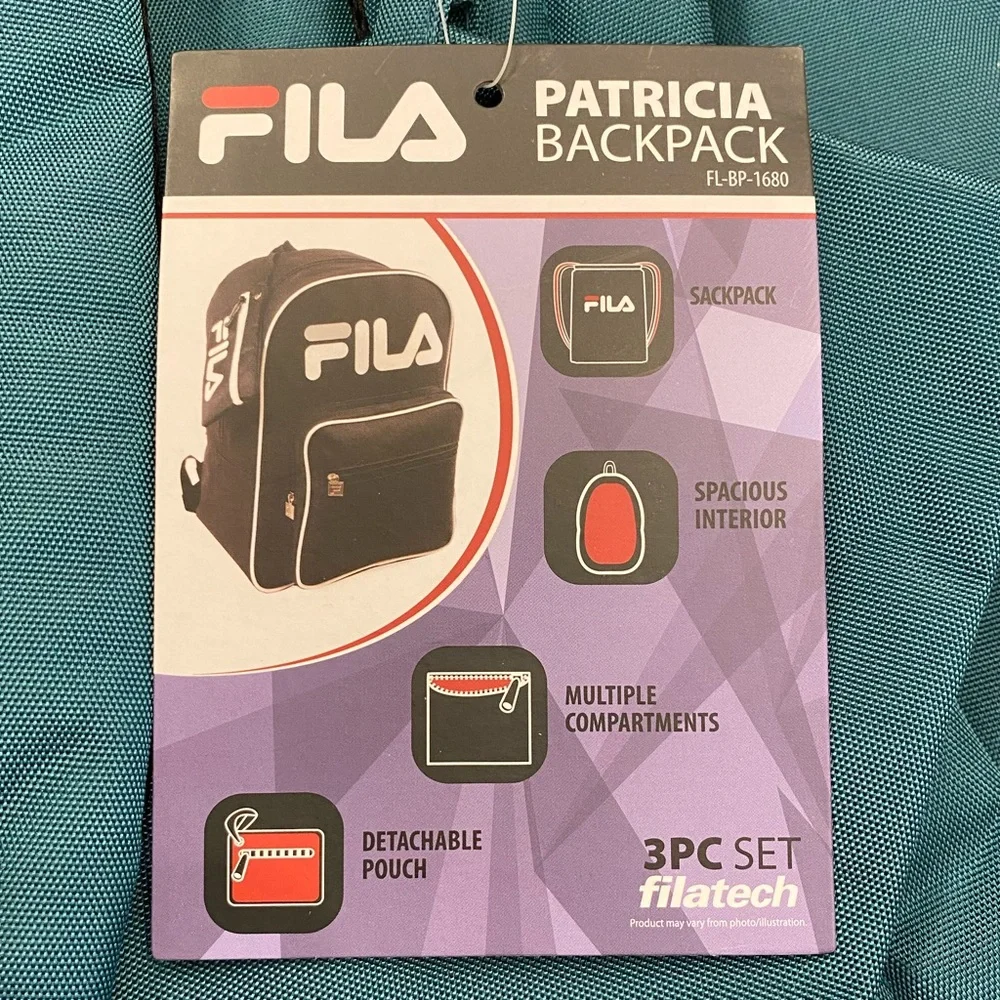 FILA Dark Teal 3-Piece Patricia Backpack Set